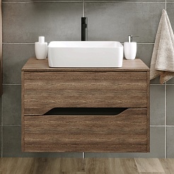 Grossman Мебель для ванной Лайф 80 подвесная винтажное дерево темное/графит – фотография-5